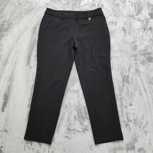 Anne Klein Pants Womens 10 Black Mid Rise Slim Ankle Stretch Office Preppy